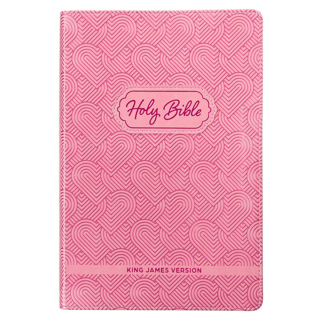 Blossom Pink Heart Faux Leather King James Version Kid&