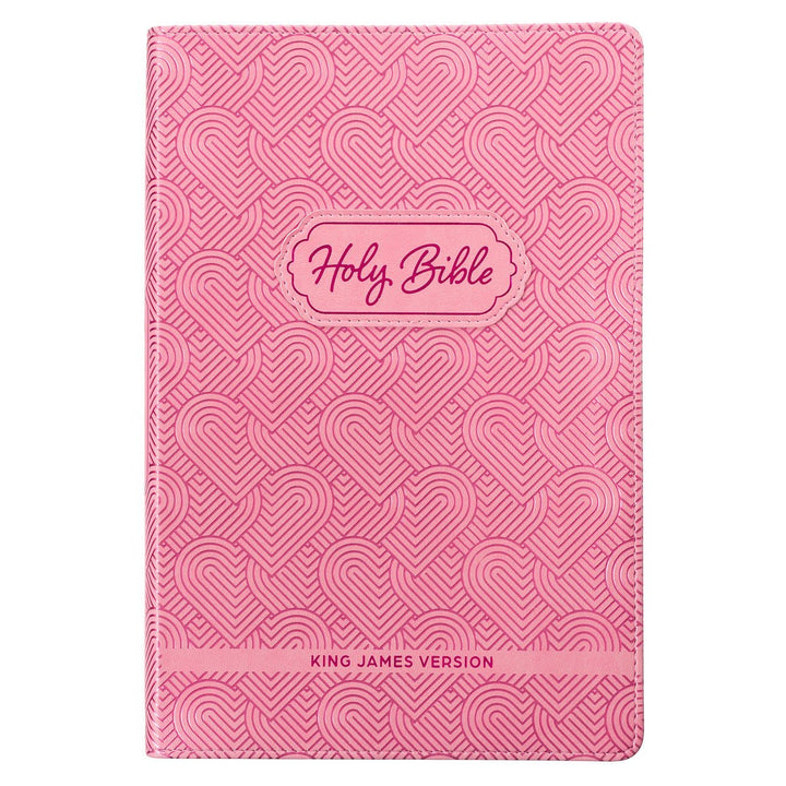Blossom Pink Heart Faux Leather King James Version Kid&