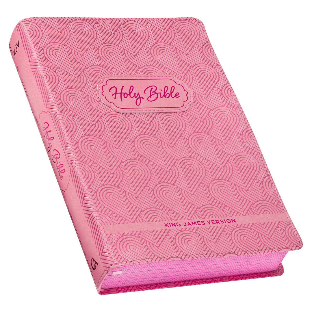 Blossom Pink Heart Faux Leather King James Version Kid&