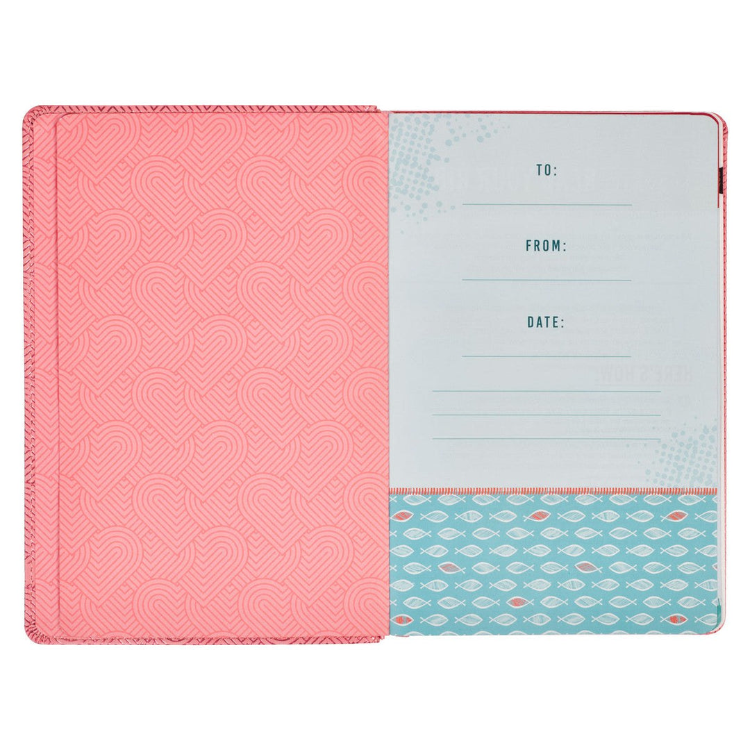 Blossom Pink Heart Faux Leather King James Version Kid&
