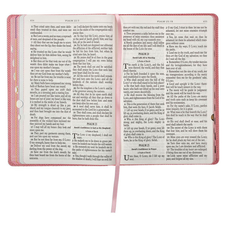 Blossom Pink Heart Faux Leather King James Version Kid&