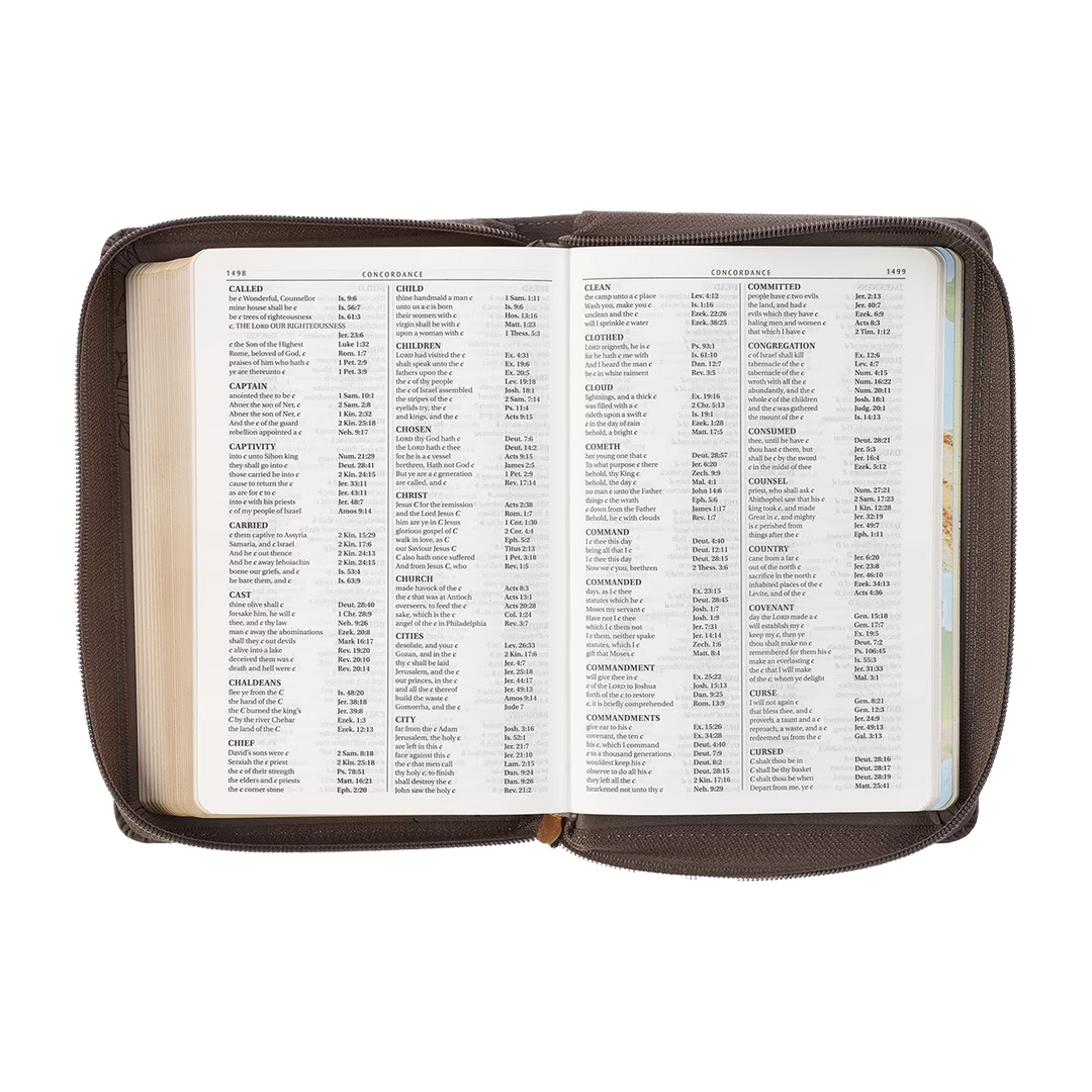 Floral Dusty Taupe Faux Leather Large Print Compact King James Version Bible