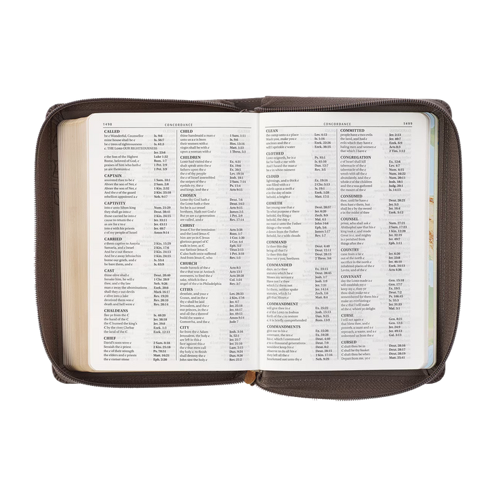 Floral Dusty Taupe Faux Leather Large Print Compact King James Version Bible