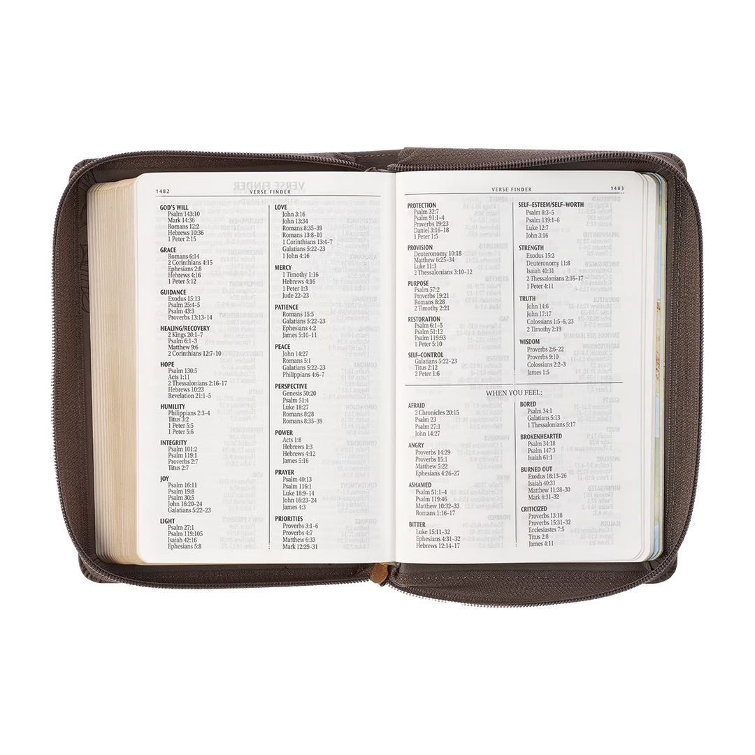 Floral Dusty Taupe Faux Leather Large Print Compact King James Version Bible