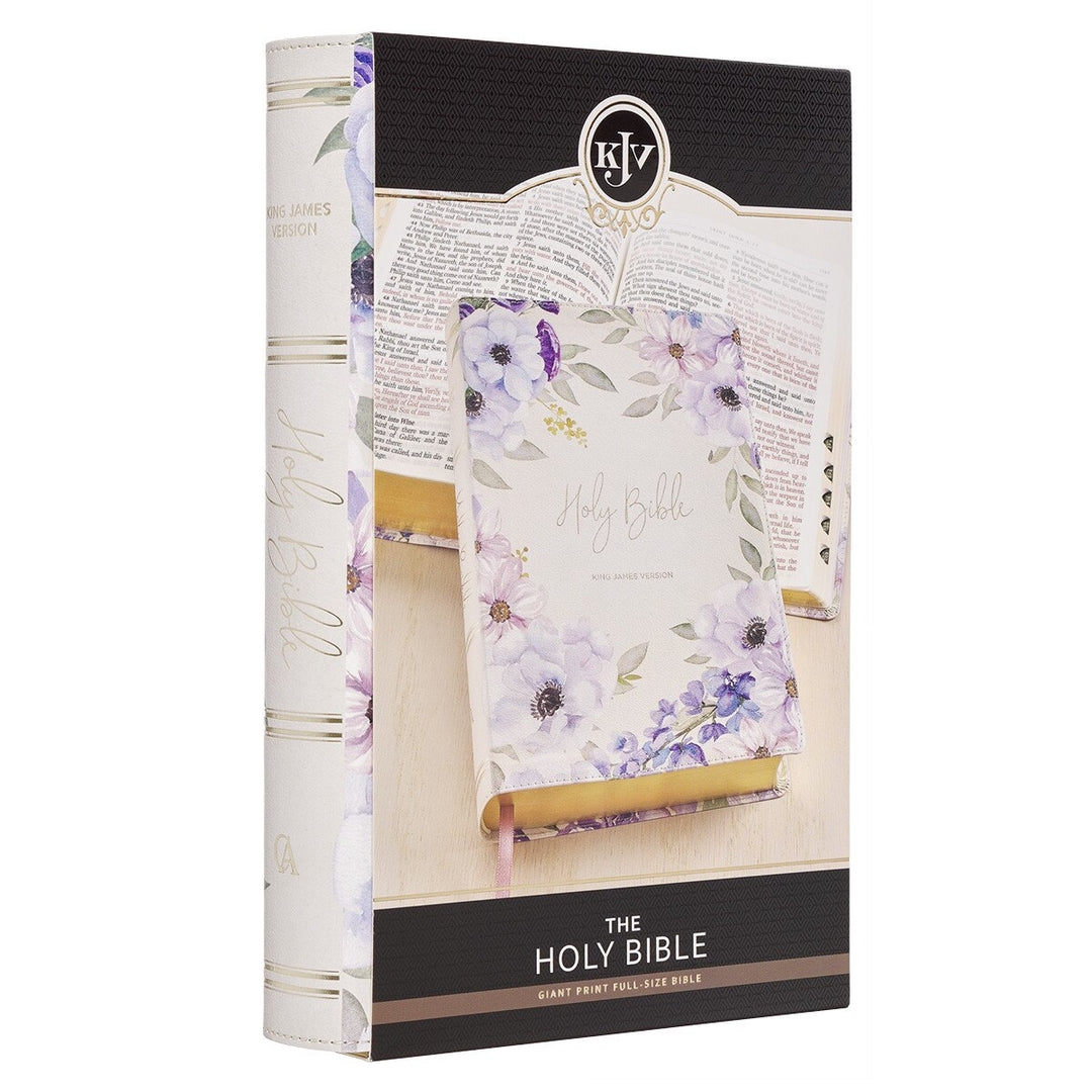 Lavender Floral Faux Leather Giant Print Full-size King James Version Bible with Thumb Index