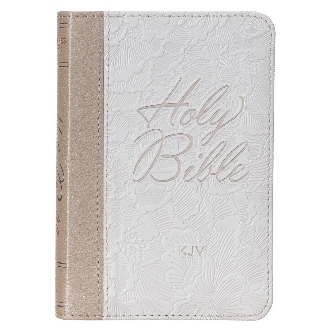 Pearlized White and Taupe Faux Leather King James Version Pocket Bible