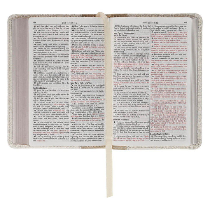 Pearlized White and Taupe Faux Leather King James Version Pocket Bible