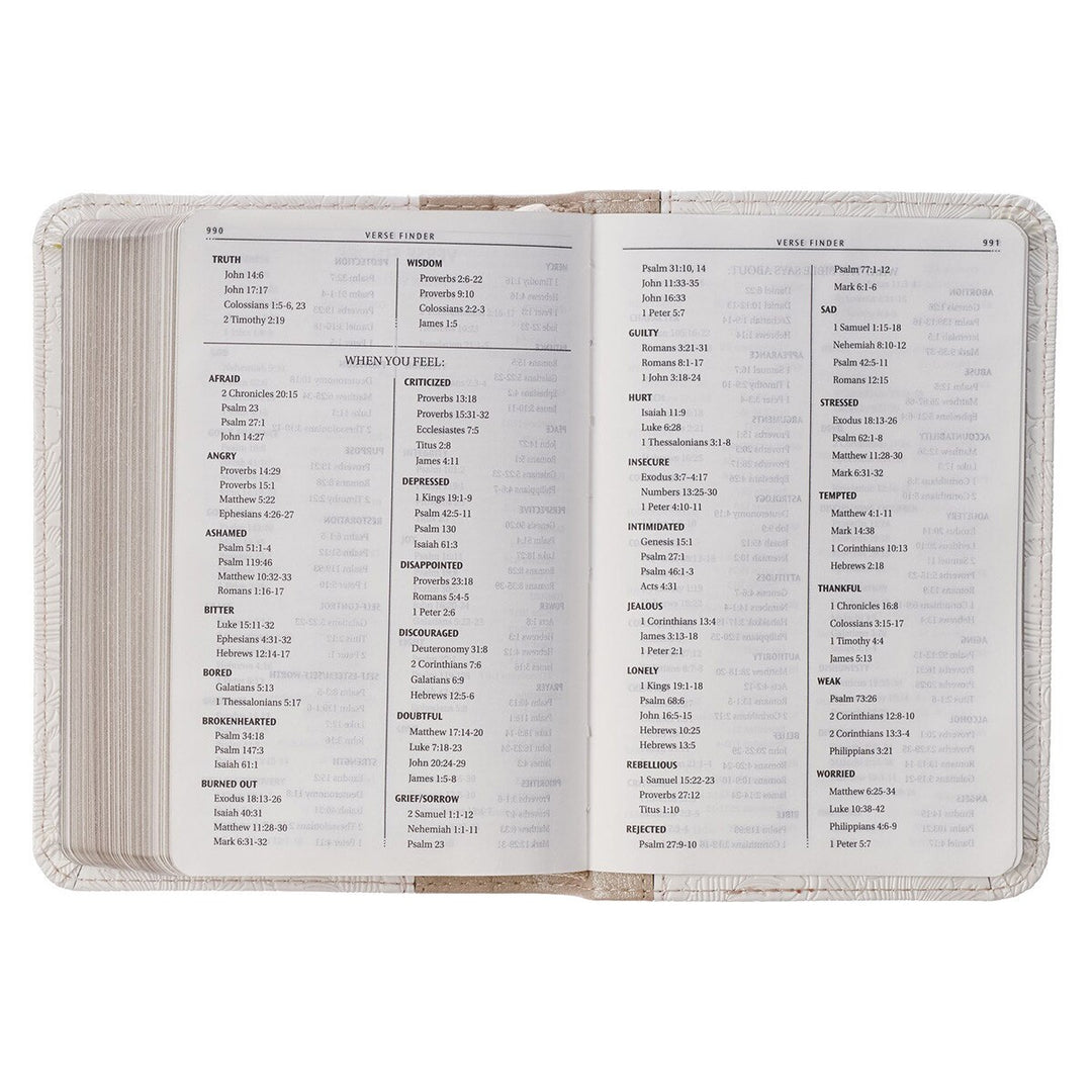 Pearlized White and Taupe Faux Leather King James Version Pocket Bible