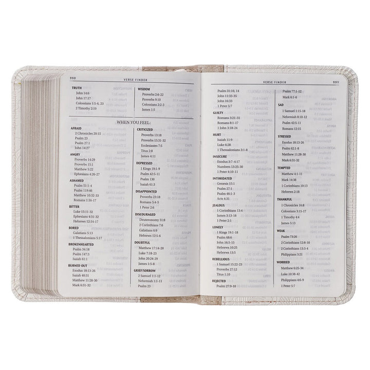 Pearlized White and Taupe Faux Leather King James Version Pocket Bible
