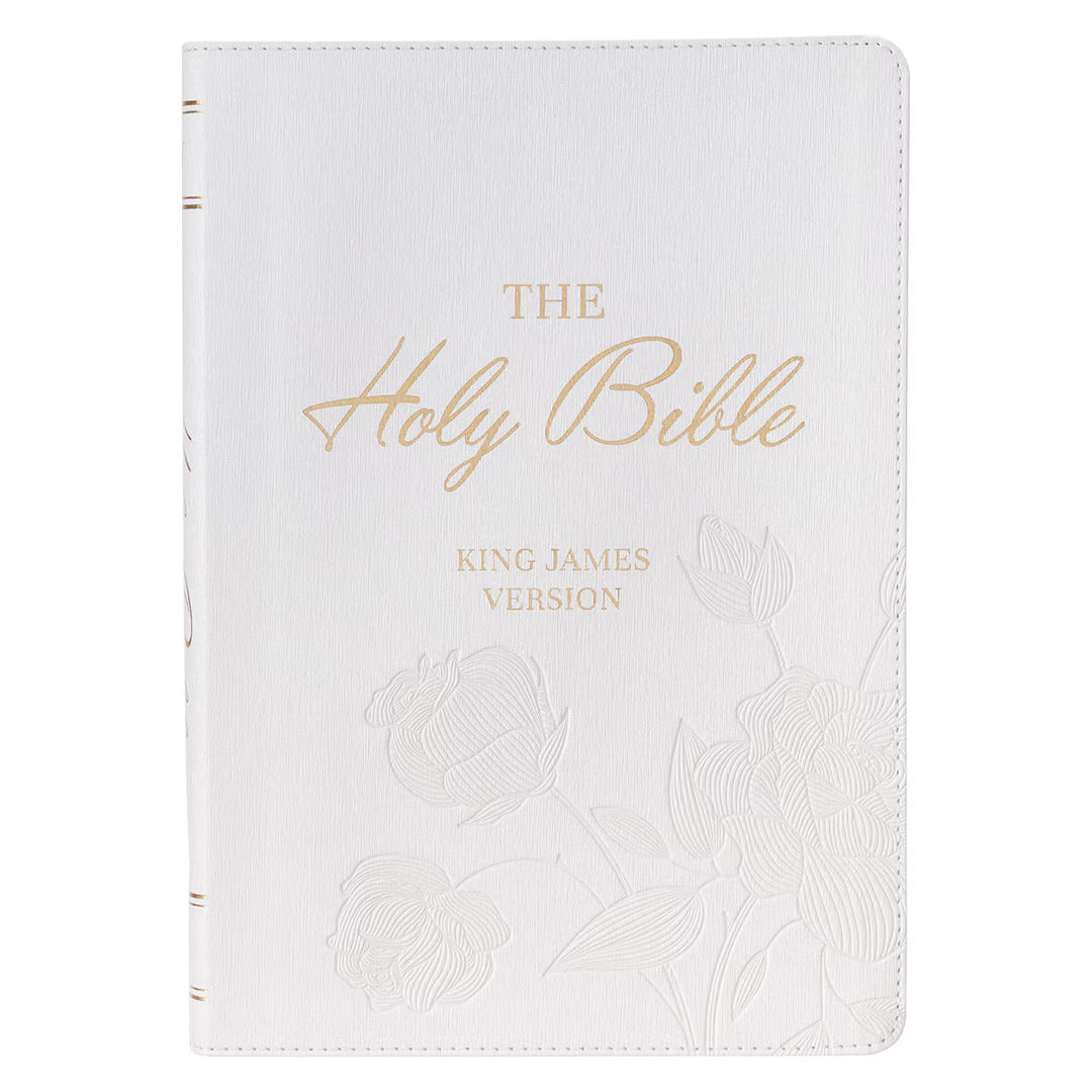 White Faux Leather Super Giant Print King James Version Bible with Thumb Index