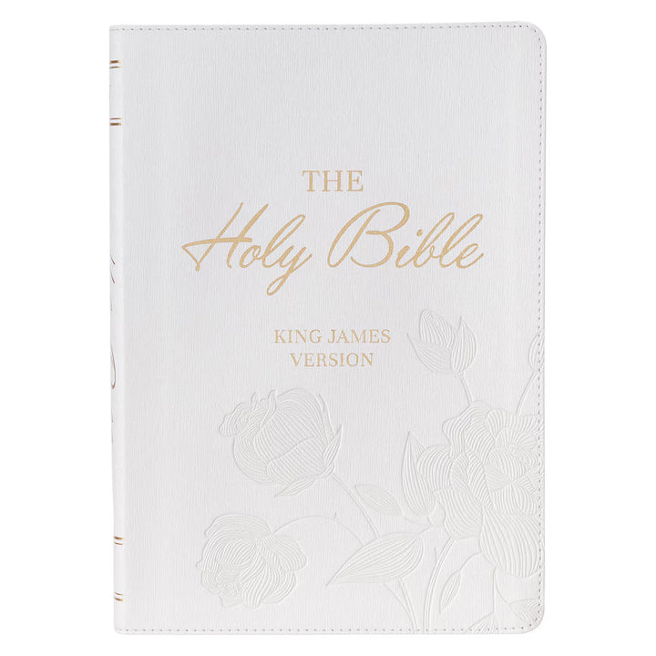 White Faux Leather Super Giant Print King James Version Bible with Thumb Index
