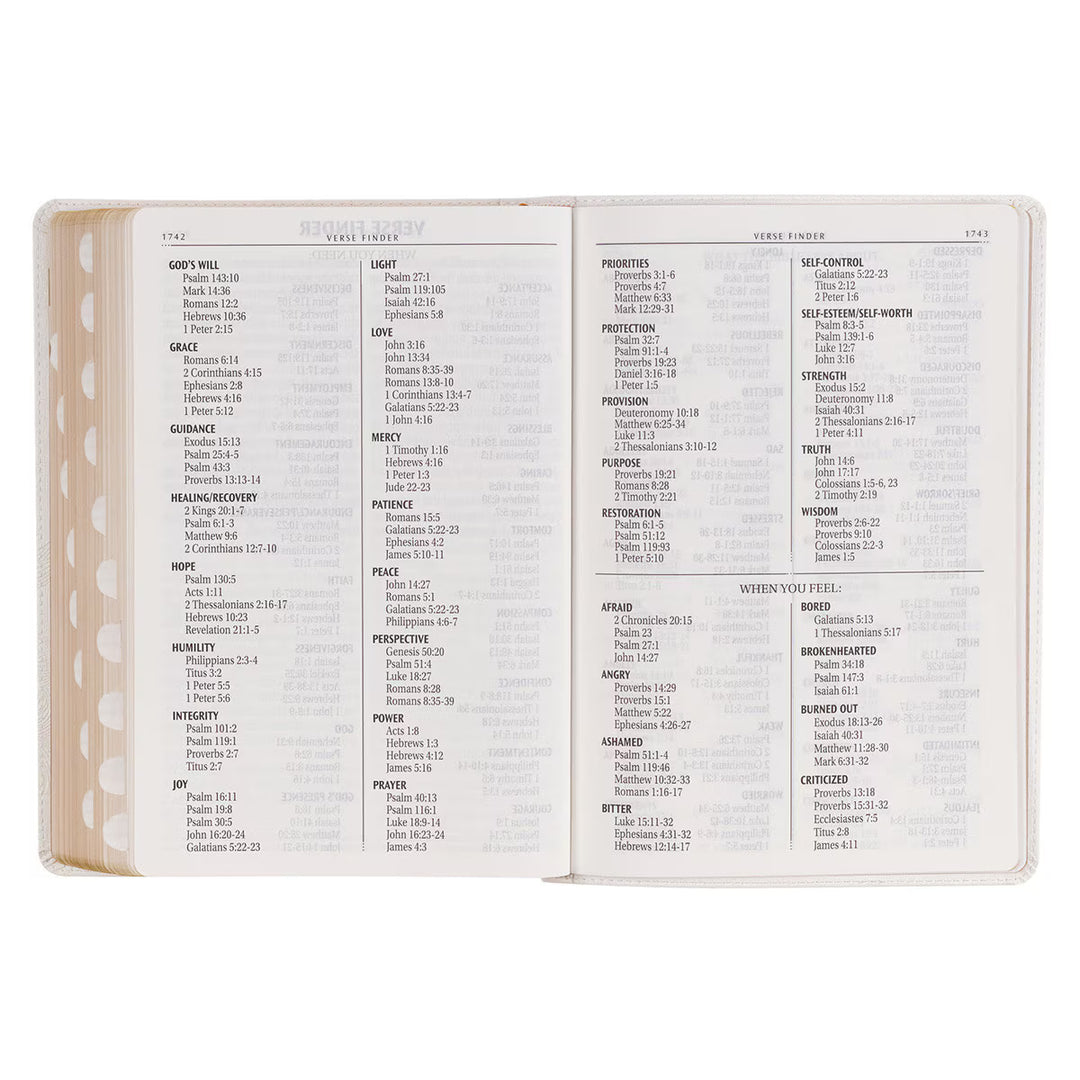 White Faux Leather Super Giant Print King James Version Bible with Thumb Index