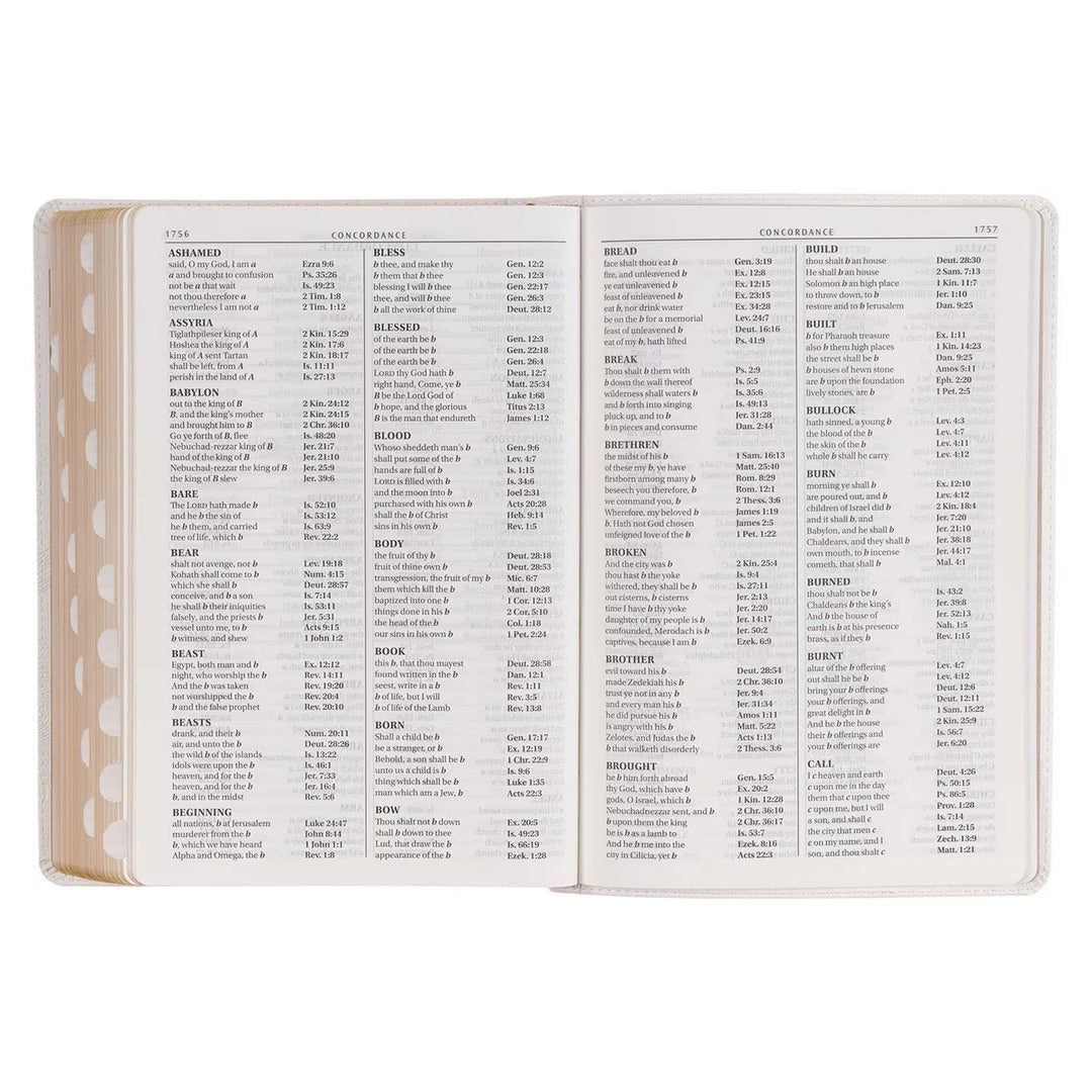 White Faux Leather Super Giant Print King James Version Bible with Thumb Index