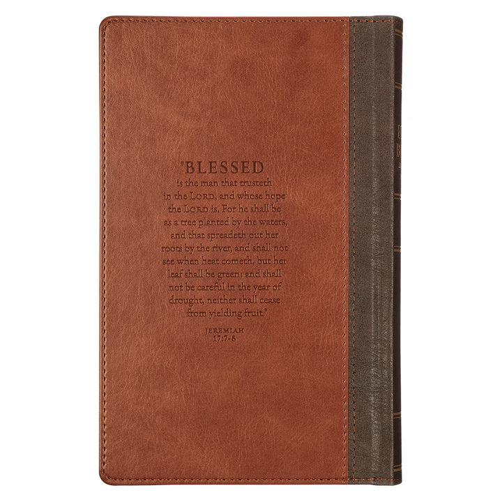 Rooted Brown Faux Leather Hardcover Standard-size Giant Print King James Version Bible with Thumb Index