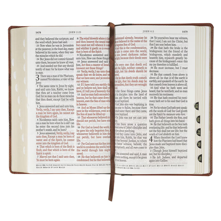 Rooted Brown Faux Leather Hardcover Standard-size Giant Print King James Version Bible with Thumb Index