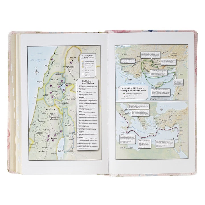 Pink Floral Faux Leather Giant Print Standard-Size King James Version Bible with Thumb Index