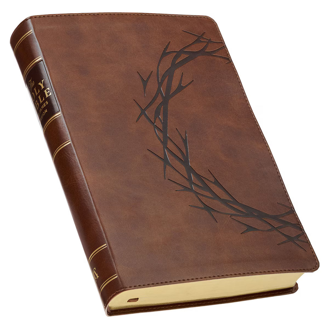 Brown Crown of Thorns Giant Print Full-size King James Version Bible with Thumb Index