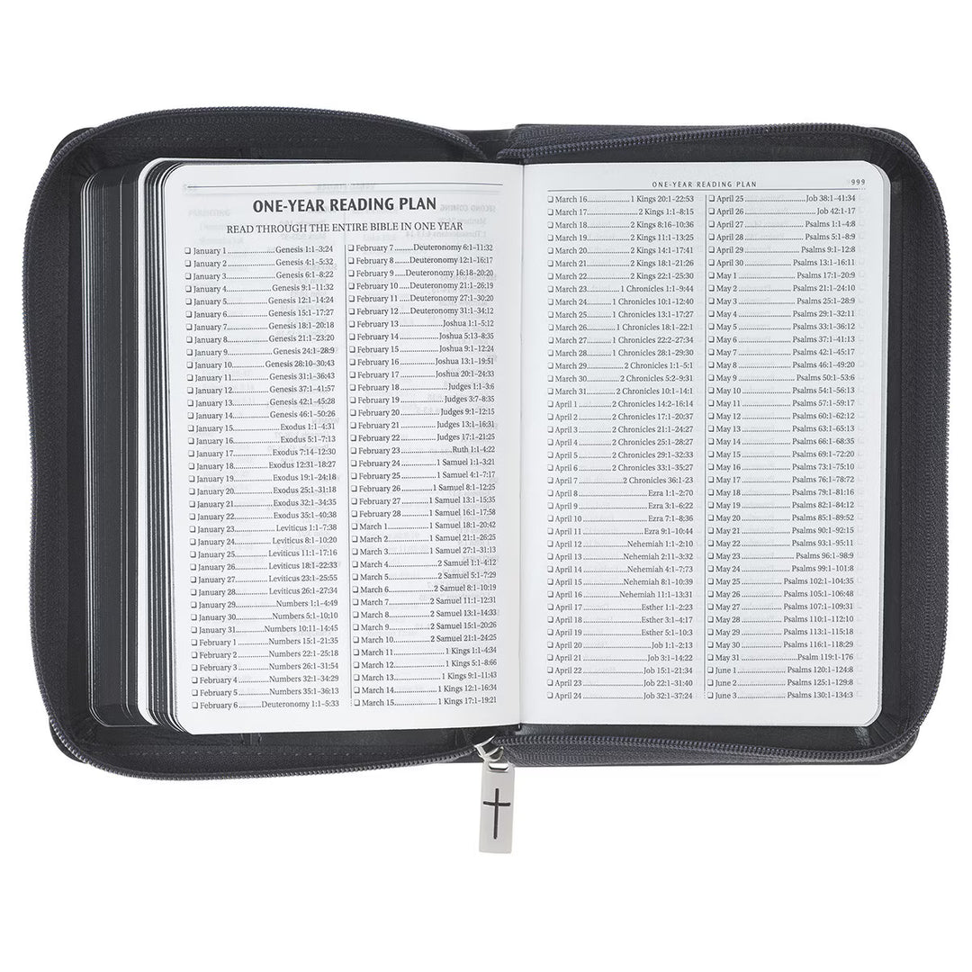 Gray Lion Faux Leather King James Version Pocket Bible with Zipper Closure