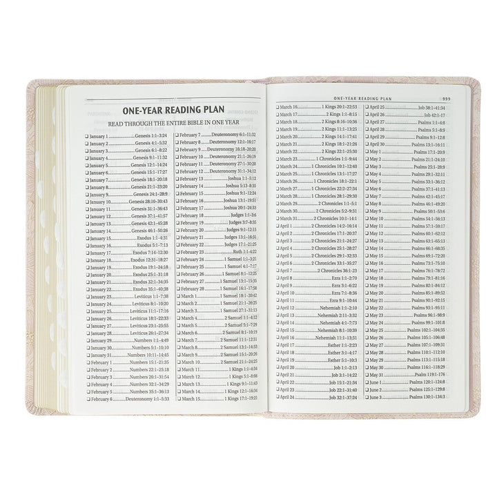 Pale Pink Floral Faux Leather King James Version Deluxe Gift Bible with Thumb Index