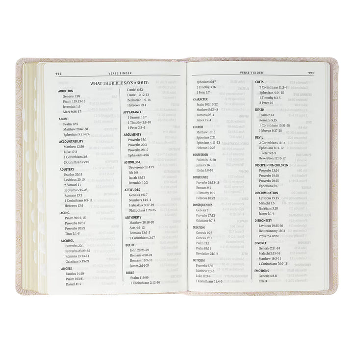 Pale Pink Floral Faux Leather King James Version Deluxe Gift Bible with Thumb Index