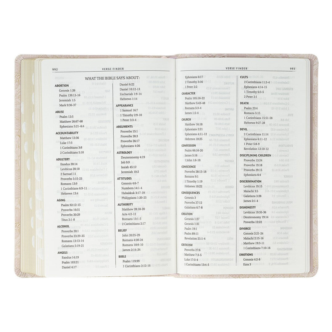 Pale Pink Floral Faux Leather King James Version Deluxe Gift Bible with Thumb Index