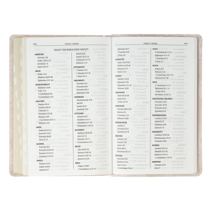 Pale Pink Floral Faux Leather King James Version Deluxe Gift Bible with Thumb Index