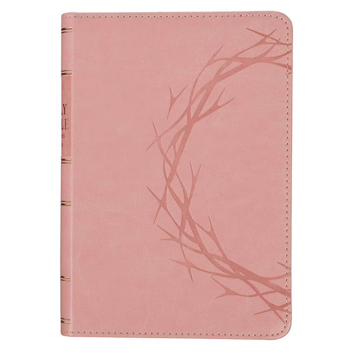 Crown of Thorns Pink faux Leather Large Print Compact King James Bible