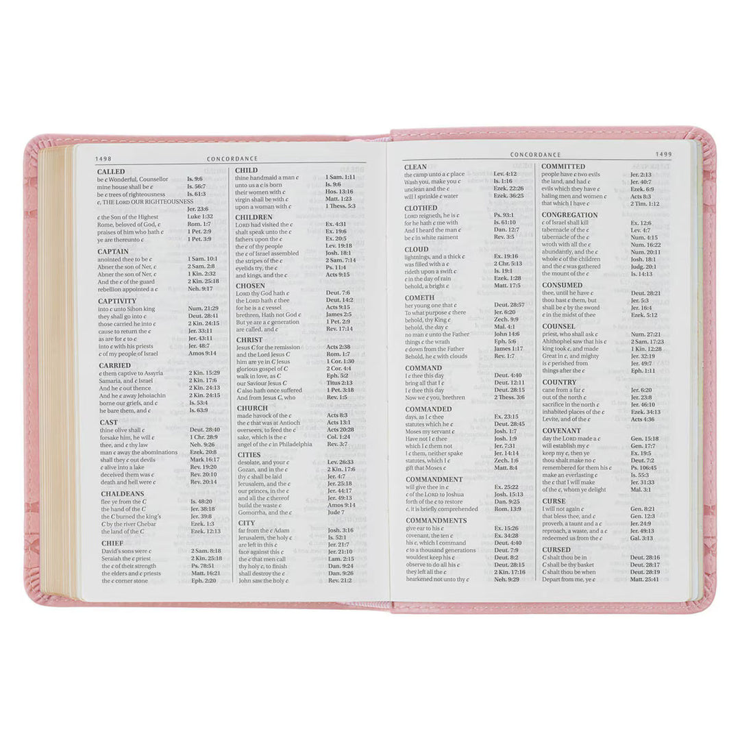 Crown of Thorns Pink faux Leather Large Print Compact King James Bible