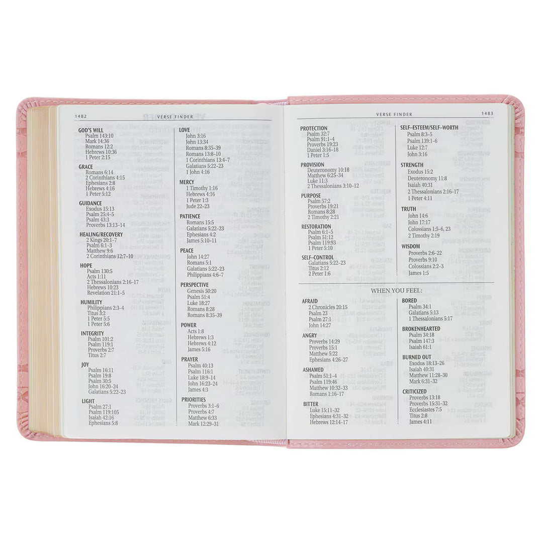 Crown of Thorns Pink faux Leather Large Print Compact King James Bible