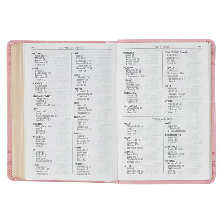 Crown of Thorns Pink faux Leather Large Print Compact King James Bible