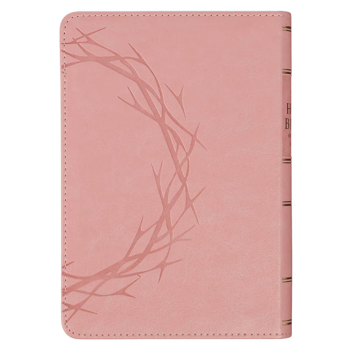 Crown of Thorns Pink faux Leather Large Print Compact King James Bible