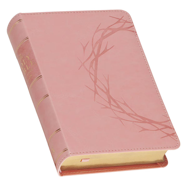 Crown of Thorns Pink faux Leather Large Print Compact King James Bible