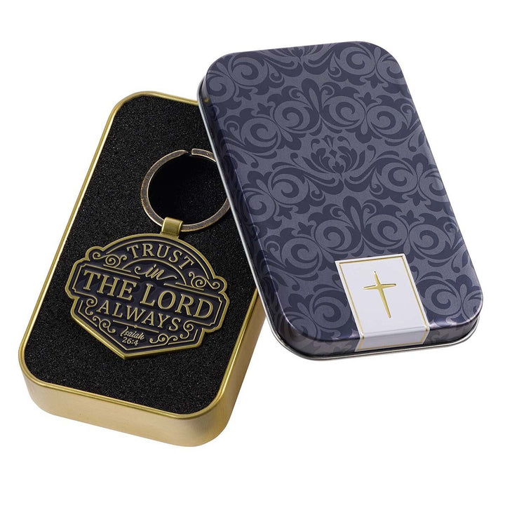 Trust in the LORD Always Key Ring in Gift Tin - Isaiah 26:4