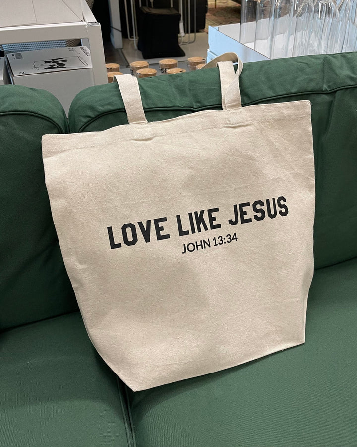 Love Like Jesus Christian Canvas Tote Bag, Bible Faith Gift