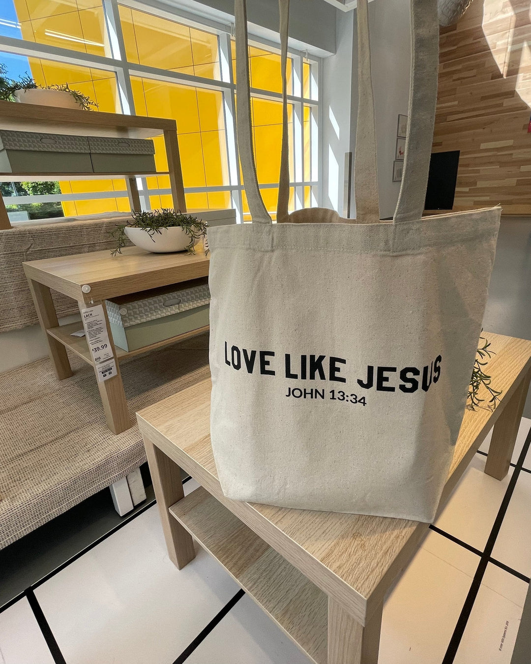 Love Like Jesus Christian Canvas Tote Bag, Bible Faith Gift