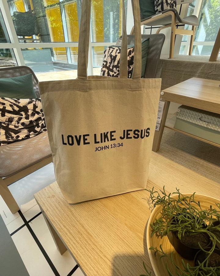 Love Like Jesus Christian Canvas Tote Bag, Bible Faith Gift