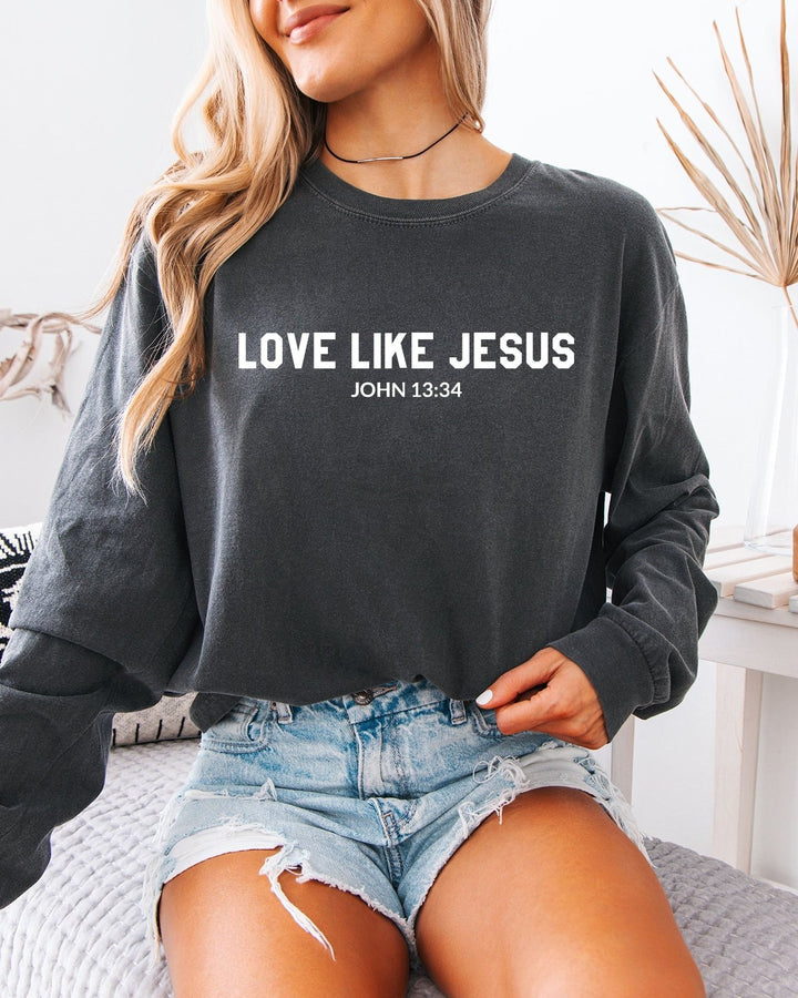 Love Like Jesus Christian Comfort Colors Long Sleeve Shirt, Bible Faith Gift