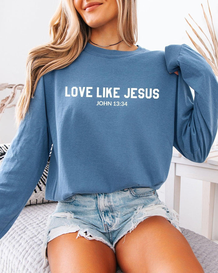 Love Like Jesus Christian Comfort Colors Long Sleeve Shirt, Bible Faith Gift