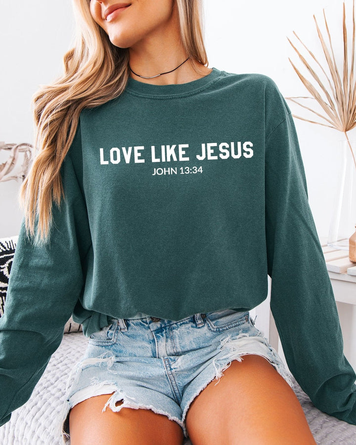 Love Like Jesus Christian Comfort Colors Long Sleeve Shirt, Bible Faith Gift