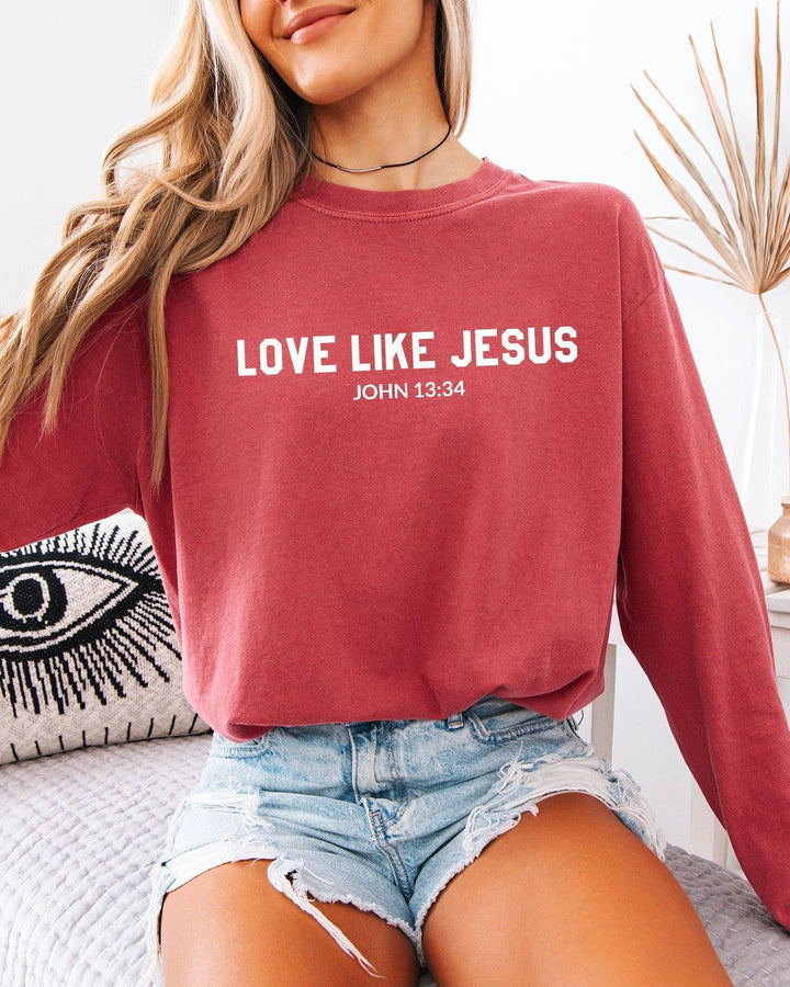 Love Like Jesus Christian Comfort Colors Long Sleeve Shirt, Bible Faith Gift