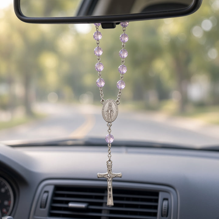 Lt Amethyst Bead - Car Rosary