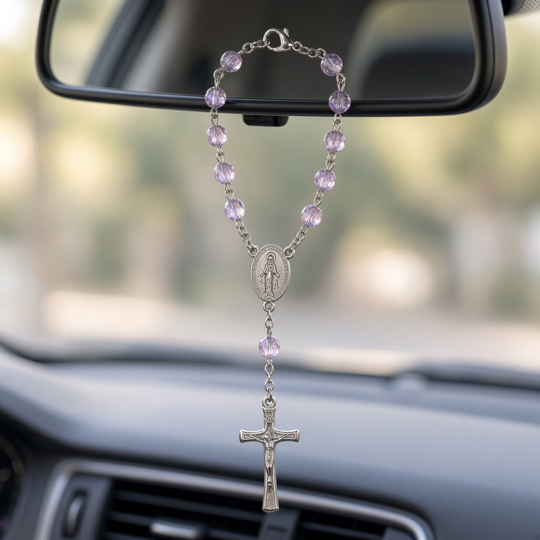 Lt Amethyst Bead - Car Rosary