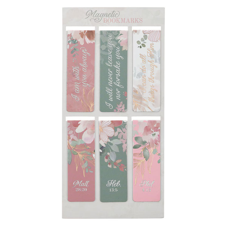Pink Roses Magnetic Bookmark Set