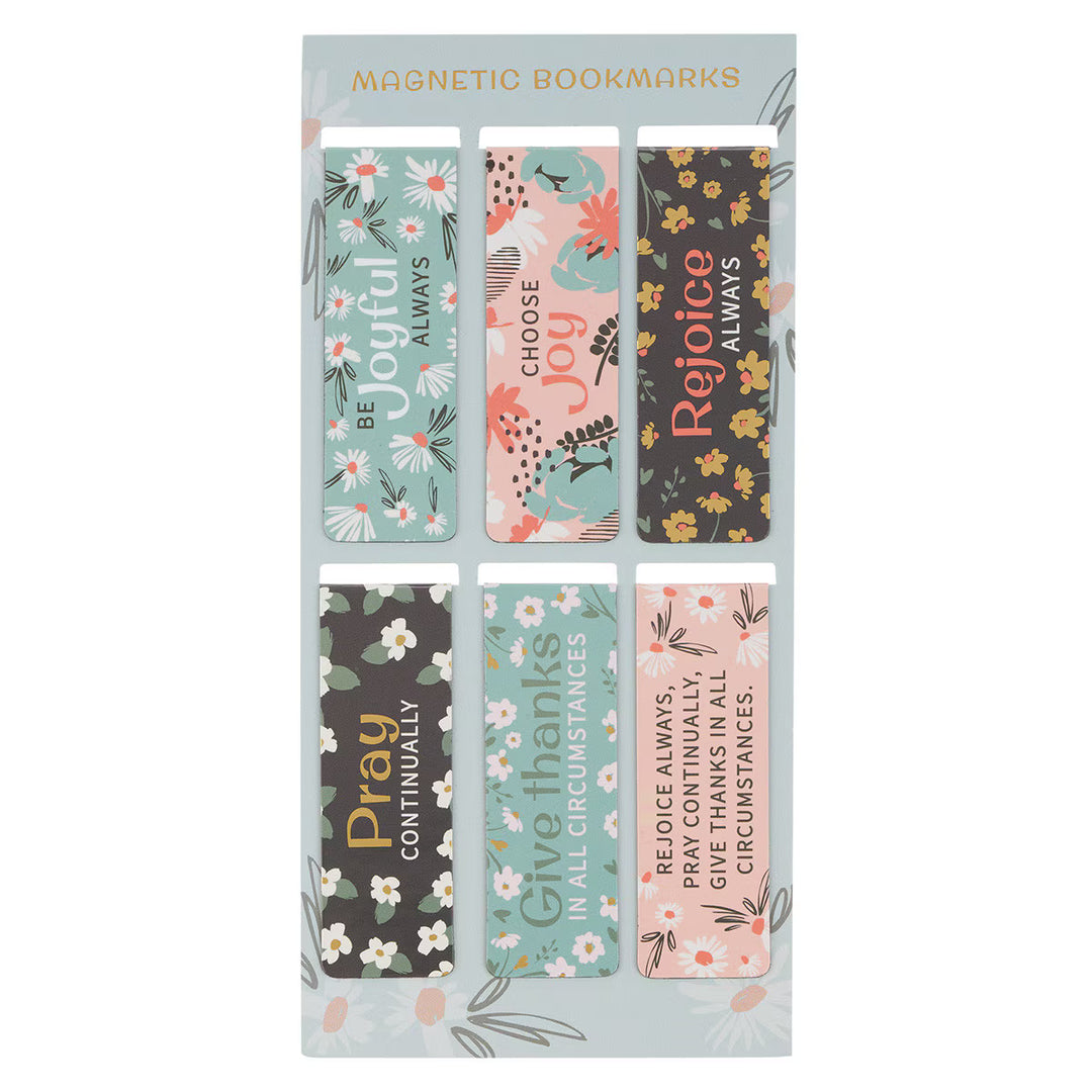 Joy Mint Floral Magnetic Bookmark Set - 1 Thessalonians 5:16-18