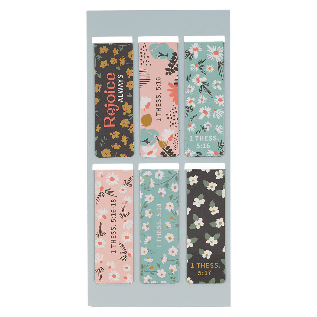 Joy Mint Floral Magnetic Bookmark Set - 1 Thessalonians 5:16-18