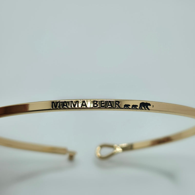 MAMA BEAR Inspirational Message Bracelet Positive Message Engraved Thin Bangle - Jewelry