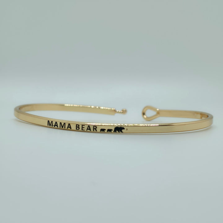 MAMA BEAR Inspirational Message Bracelet Positive Message Engraved Thin Bangle - Jewelry