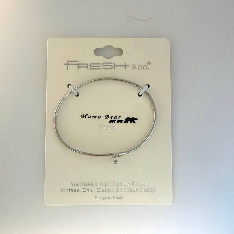 MAMA BEAR Inspirational Message Bracelet Positive Message Engraved Thin Bangle - Jewelry