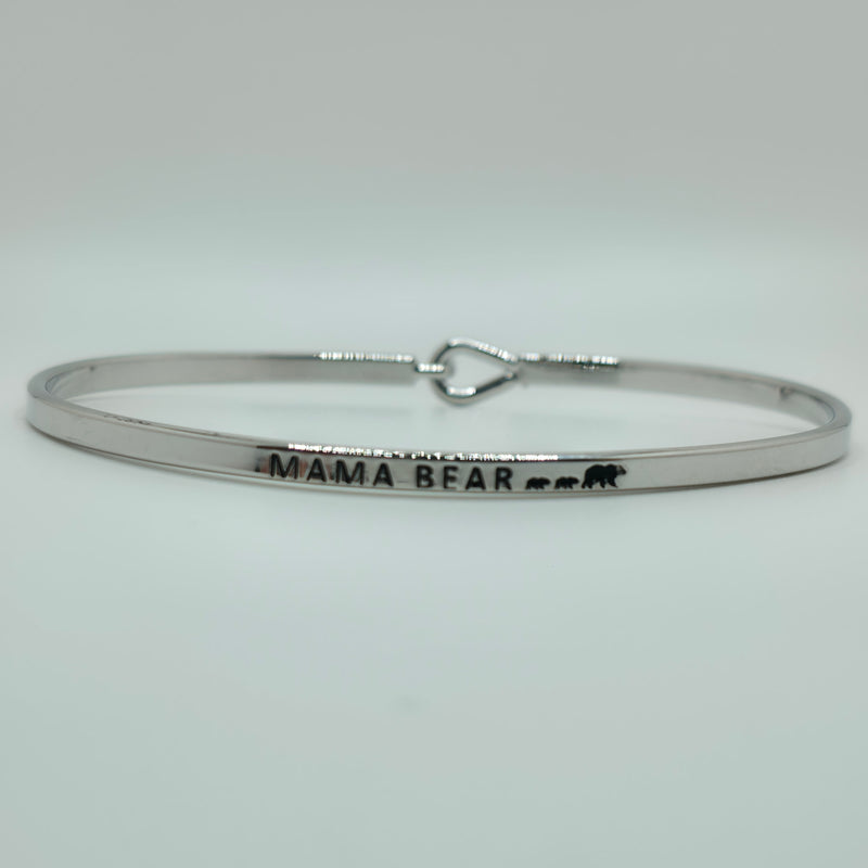 MAMA BEAR Inspirational Message Bracelet Positive Message Engraved Thin Bangle - Jewelry