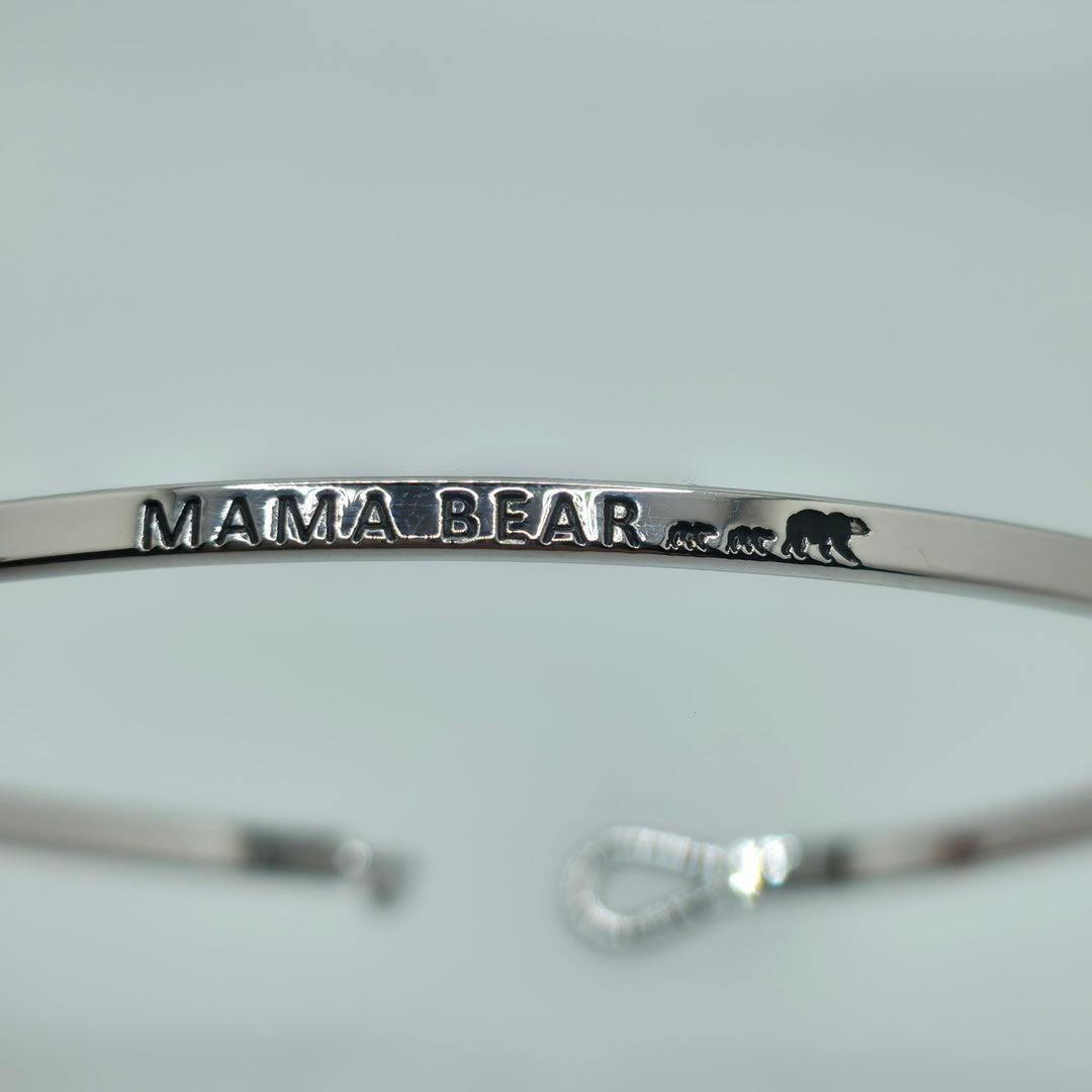 MAMA BEAR Inspirational Message Bracelet Positive Message Engraved Thin Bangle - Jewelry